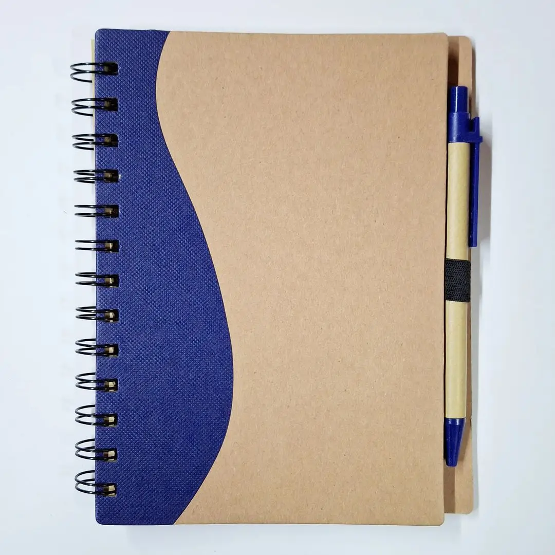 Agenda ecológica tamaño: 14 x 18 cms., con aplique de color